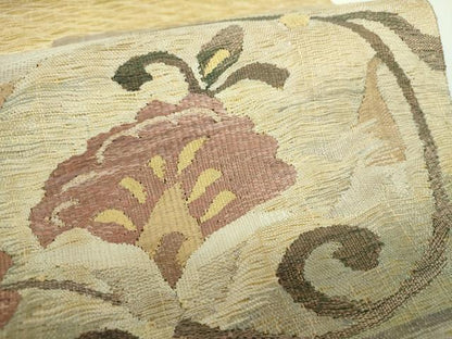 平和屋着物▽袋帯　スリーシーズン　春夏秋　すくい織　更紗花文　金糸　正絹　逸品　DABE5036ps