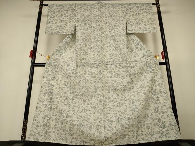 平和屋着物＊夏物　小紋　紗　笹の葉文　AABH6434jd
