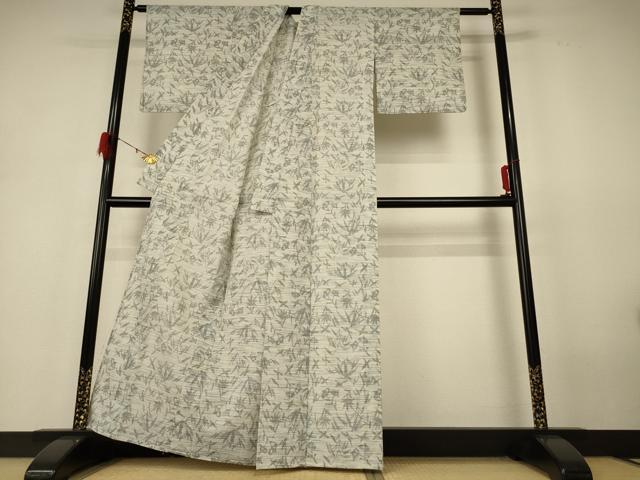 平和屋着物＊夏物　小紋　紗　笹の葉文　AABH6434jd