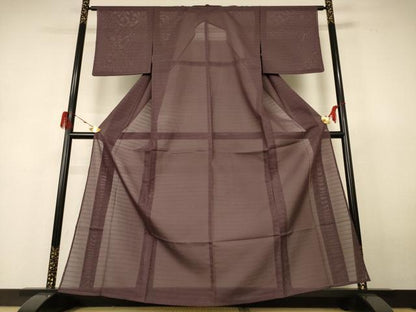 平和屋着物＊夏物 色無地 絽 煤竹色 正絹 逸品 AABH6437jd