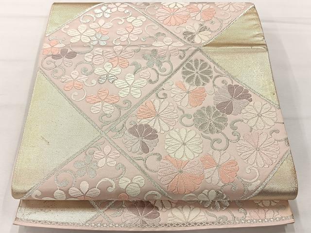 平和屋着物◎六通柄袋帯　唐織　花唐草文　銀糸　正絹　逸品　AABH5480uk