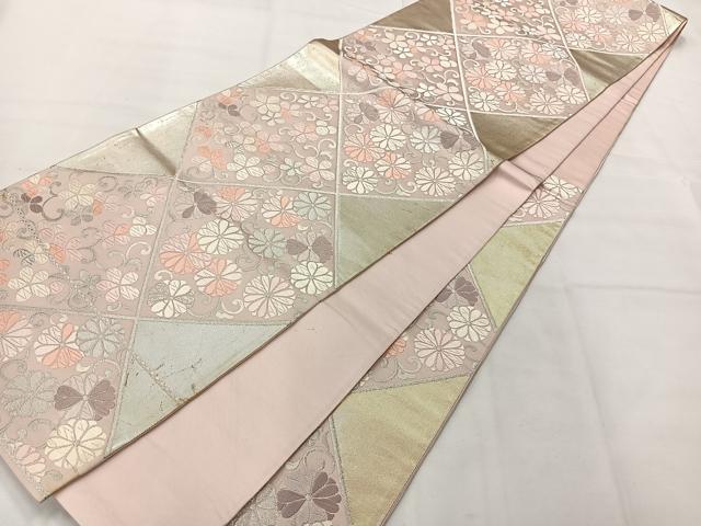 平和屋着物◎六通柄袋帯　唐織　花唐草文　銀糸　正絹　逸品　AABH5480uk