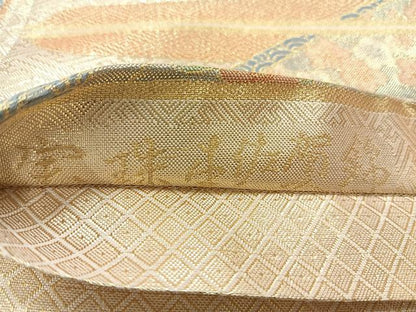 平和屋着物◎宝珠本佐賀錦　六通柄袋帯　地紙花文　金糸　正絹　逸品　AABH5482uk
