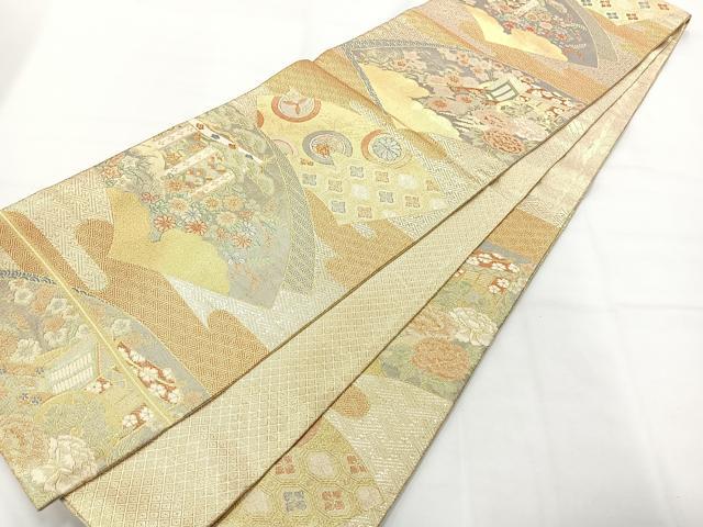 平和屋着物◎宝珠本佐賀錦　六通柄袋帯　地紙花文　金糸　正絹　逸品　AABH5482uk