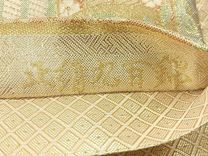 平和屋着物◎宝珠本佐賀錦　六通柄袋帯　地紙花文　金糸　正絹　逸品　AABH5482uk