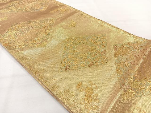 平和屋着物◎六通柄袋帯　花菱文　金糸　正絹　逸品　AABH5499uk