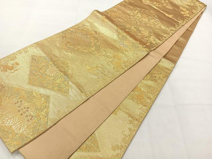 平和屋着物◎六通柄袋帯　花菱文　金糸　正絹　逸品　AABH5499uk