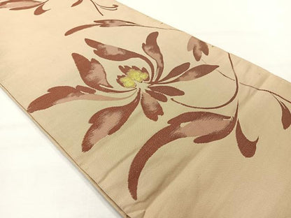 平和屋着物◎全通柄 本袋帯 草花文 金糸 正絹 逸品 AABH5464uk
