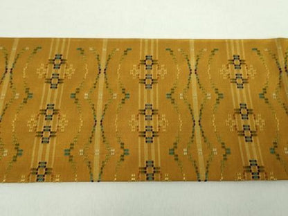 平和屋着物●九寸名古屋帯　花織　横段文　正絹　逸品　DABE5079ps