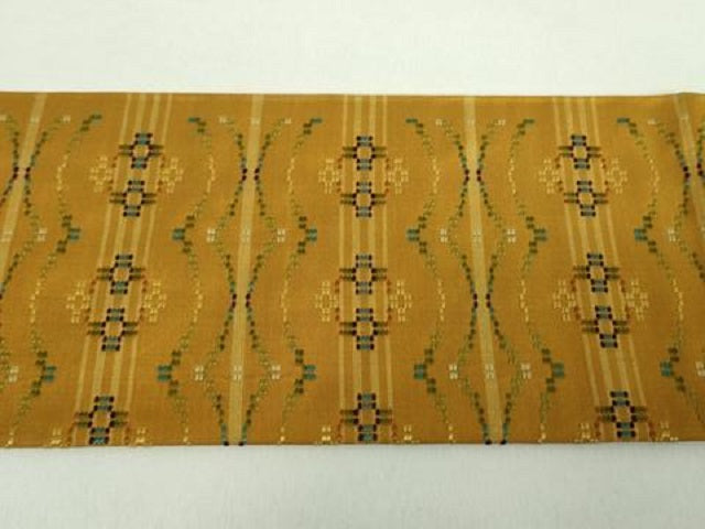 平和屋着物●九寸名古屋帯　花織　横段文　正絹　逸品　DABE5079ps