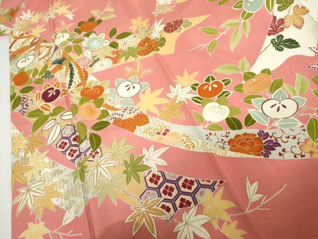 平和屋着物●創業460年・千總　振袖・長襦袢(無双仕立て)セット　蔓帯鳳凰吉祥花文　金糸　金彩　三越扱い　正絹　逸品　AABH3747cs