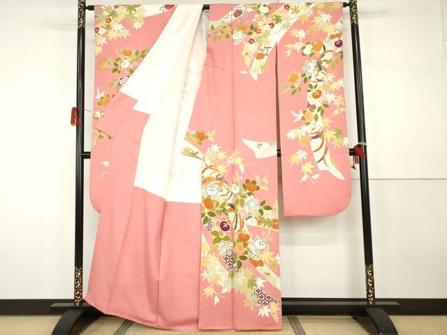 平和屋着物●創業460年・千總　振袖・長襦袢(無双仕立て)セット　蔓帯鳳凰吉祥花文　金糸　金彩　三越扱い　正絹　逸品　AABH3747cs