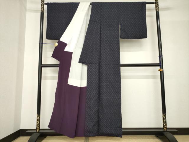 平和屋着物●結城紬　籬文　亀甲絣　正絹　逸品　AABH5841ck 平和屋着物○結城紬 籬文 亀甲絣 正絹 逸品 AABH5841ck