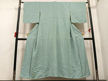 平和屋着物●上質な色無地　舞葉地紋　薄青色　正絹　逸品　AABH5389ph
