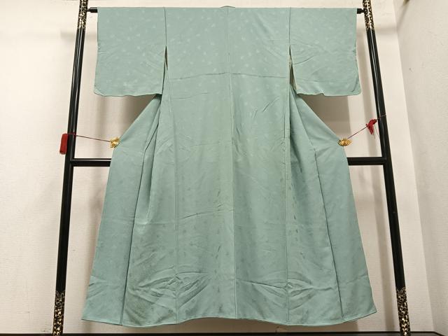 平和屋着物●上質な色無地　舞葉地紋　薄青色　正絹　逸品　AABH5389ph