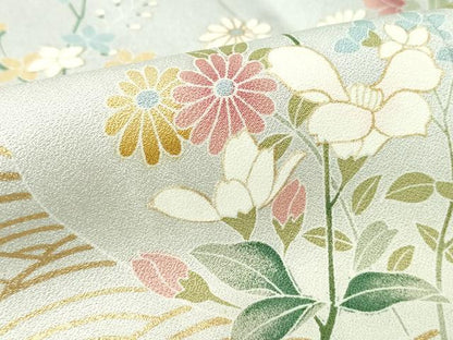 平和屋着物●訪問着　枝花文　暈し染め　金彩　正絹　逸品　DABE4013az
