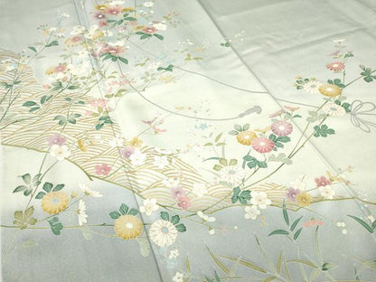 平和屋着物●訪問着　枝花文　暈し染め　金彩　正絹　逸品　DABE4013az