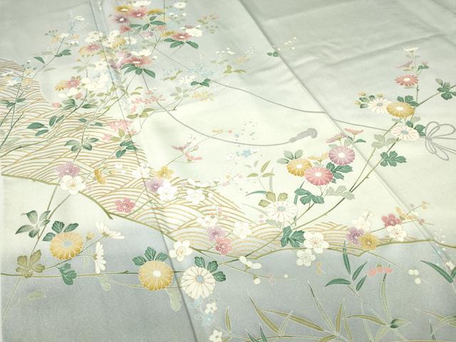 平和屋着物●訪問着　枝花文　暈し染め　金彩　正絹　逸品　DABE4013az