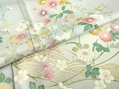 平和屋着物●訪問着　枝花文　暈し染め　金彩　正絹　逸品　DABE4013az