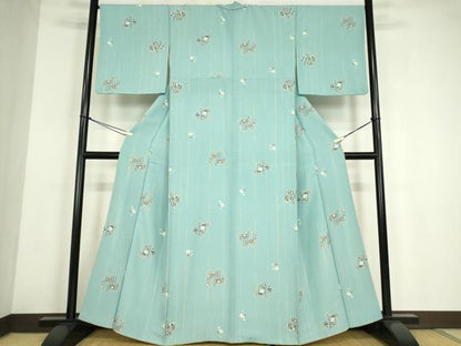 平和屋着物●上質な小紋　舞桜文　正絹　逸品　DABE4030az