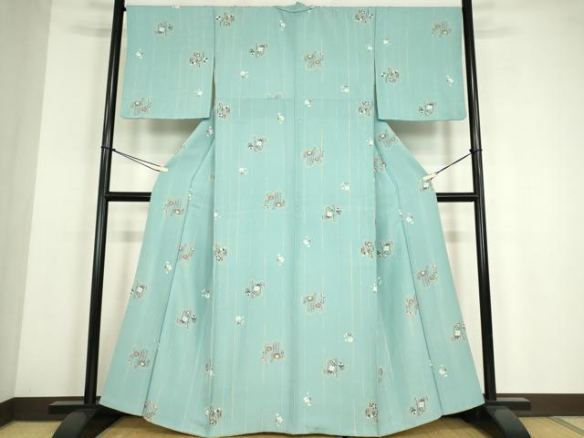 平和屋着物●上質な小紋　舞桜文　正絹　逸品　DABE4030az