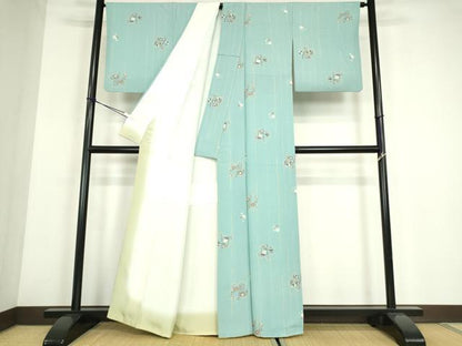 平和屋着物●上質な小紋　舞桜文　正絹　逸品　DABE4030az