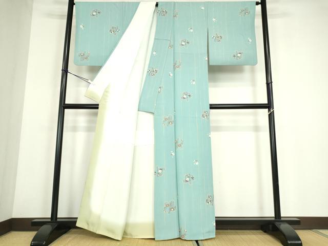 平和屋着物●上質な小紋　舞桜文　正絹　逸品　DABE4030az
