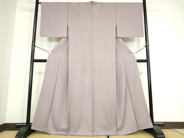 平和屋着物●上質な色無地　舞花地紋　牡丹鼠色　正絹　逸品　DABE4051az