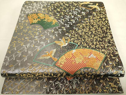 平和屋着物▼六通柄袋帯　誰が袖絵草子　花かすみ　金糸　引箔　正絹　逸品　DABE4094az