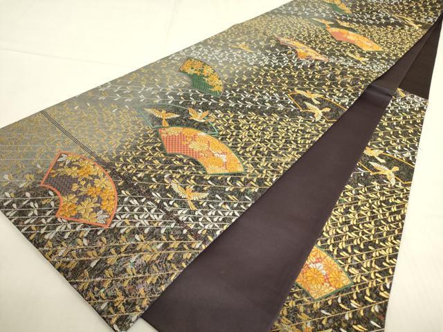 平和屋着物▼六通柄袋帯　誰が袖絵草子　花かすみ　金糸　引箔　正絹　逸品　DABE4094az