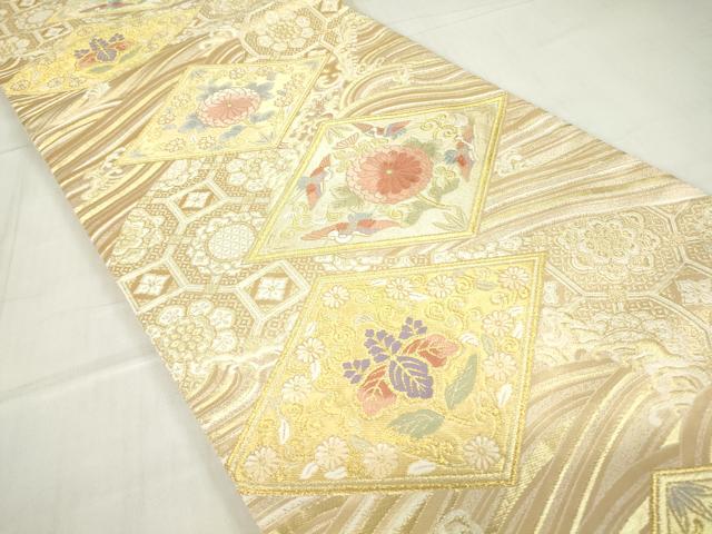 平和屋着物▼六通柄袋帯 唐織 桐菊文 金糸 正絹 逸品 DABE4110az