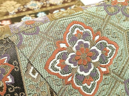 平和屋着物▼六通柄袋帯　正倉院切嵌め花鳥文　金糸　正絹　逸品　DABE4120az