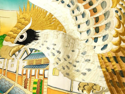 平和屋着物[]お宮参り 男の子 祝着 産着 初着 のしめ 刺繍 鷹 鷲 渡船風景松文 暈し染め 金彩 逸品 DABC5363ma