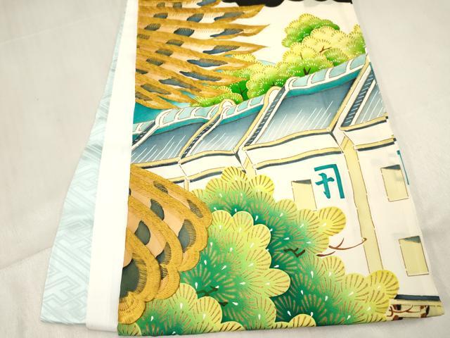 平和屋着物[]お宮参り 男の子 祝着 産着 初着 のしめ 刺繍 鷹 鷲 渡船風景松文 暈し染め 金彩 逸品 DABC5363ma