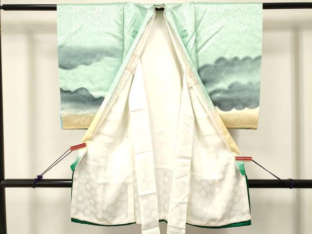 平和屋着物[]お宮参り　男の子　祝着　産着　初着　のしめ　刺繍　虎 寅　笹竹文　暈し染め　金銀彩　逸品　DABC5360ma