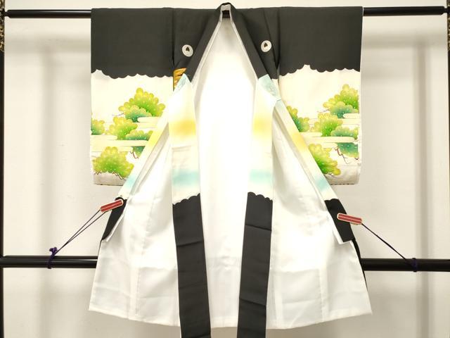 平和屋着物[]お宮参り 男の子 祝着 産着 初着 のしめ 刺繍 鷹 鷲 渡船風景松文 暈し染め 金彩 逸品 DABC5363ma