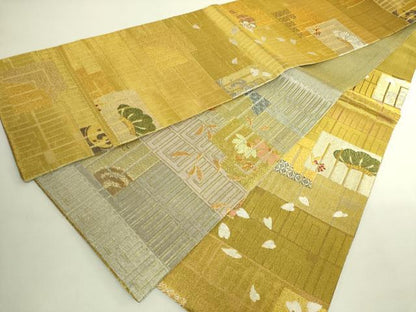 平和屋着物●極上　創業280年　誉田屋源兵衛　丸帯　源氏香花文　廣乃帯　金銀糸　逸品　DZAB6253kh6