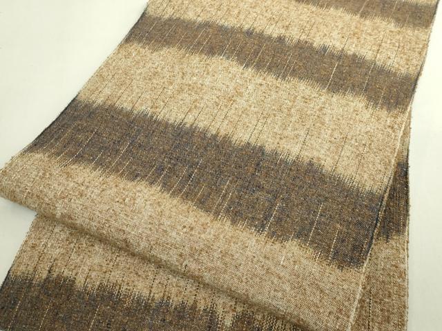 平和屋着物●極上　出羽の織座　八寸名古屋帯　ぜんまい　横段文　逸品　DZAB6263kh6