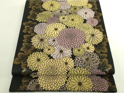 平和屋着物●極上　こむさでもーど・COMME CA DU MODE　六通柄袋帯　菊尽くし　黒地　金糸　逸品　DZAB6269kh6
