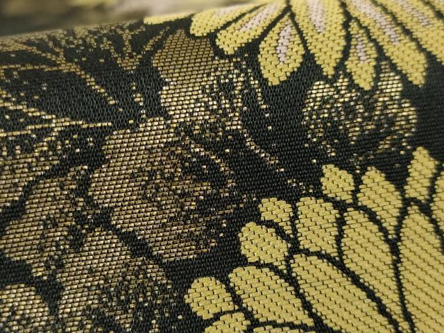 平和屋着物●極上　こむさでもーど・COMME CA DU MODE　六通柄袋帯　菊尽くし　黒地　金糸　逸品　DZAB6269kh6