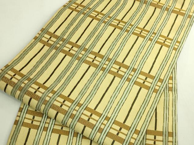 平和屋本店●極上　全通柄　九寸名古屋帯　院蔵特殊織裂　吉野間道　証紙付き　逸品　未使用　DZAB6284kh6