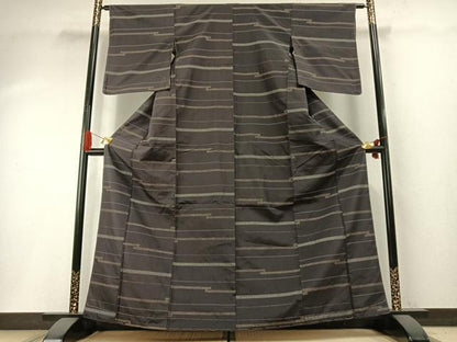 平和屋着物●お召　紗綾形間道　正絹　逸品　AABH4783fy