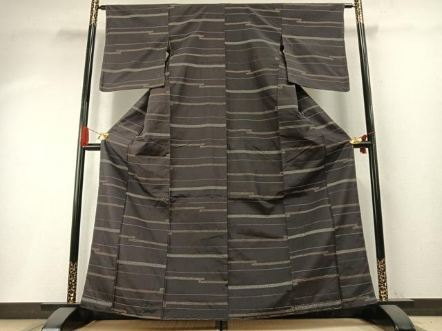平和屋着物●お召　紗綾形間道　正絹　逸品　AABH4783fy