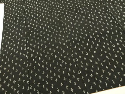 平和屋着物●上質な小紋　ぜんまい　黒地　正絹　逸品　AABH4770fy