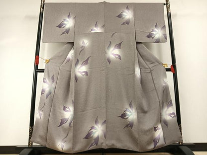 平和屋着物●上質な小紋　舞花文　暈し染め　金彩　正絹　逸品　AABH4771fy