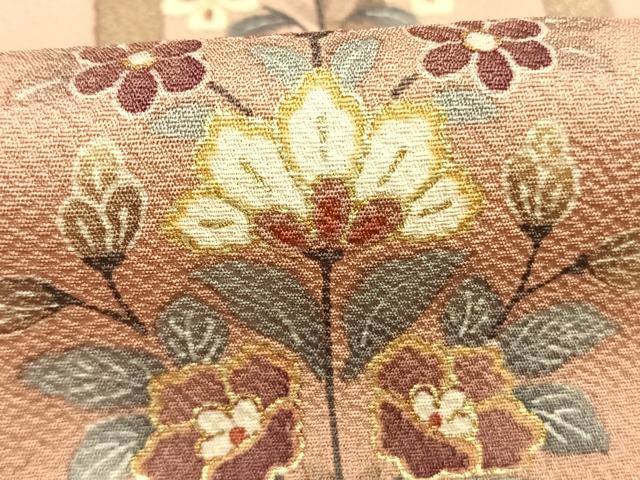 平和屋着物●訪問着　作家物　舞蝶花鳥文　暈し染め　金銀彩　正絹　逸品　AABH4777fy