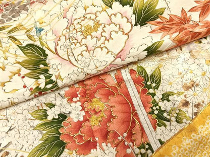 平和屋着物●豪華振袖　駒刺繍　絞り　草花文　金彩　正絹　逸品　AABH4786fy