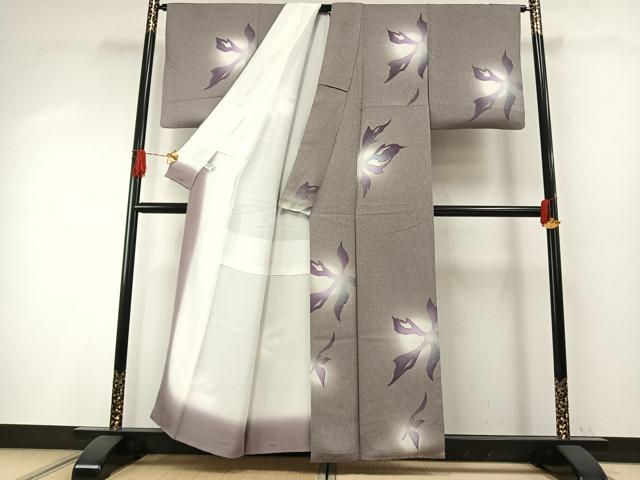 平和屋着物●上質な小紋　舞花文　暈し染め　金彩　正絹　逸品　AABH4771fy 平和屋着物○上質な小紋 舞花文 暈し染め 金彩 正絹 逸品 AABH4771fy