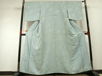 平和屋着物●上質な色無地　樹林地紋　千草鼠色　正絹　逸品　AABH4801fy