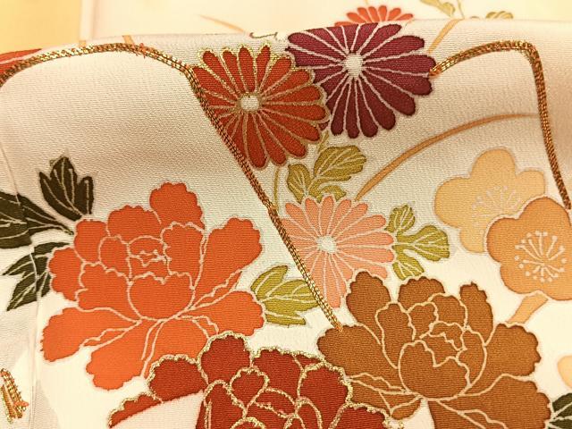平和屋着物●訪問着　友禅　駒刺繍　花冊子文　暈し染め　金彩　正絹　逸品　AABH4804fy 平和屋着物○訪問着 友禅 駒刺繍 花冊子文 暈し染め 金彩